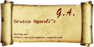 Gruics Agenór névjegykártya